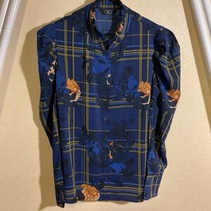 G by Giuliana Plaid Floral Button-Up Shirt